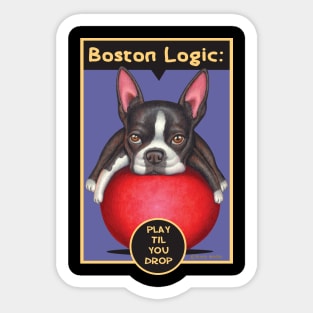 Cute Boston Terrier Dog on red ball on Boston Terrier on Red Ball tee Sticker